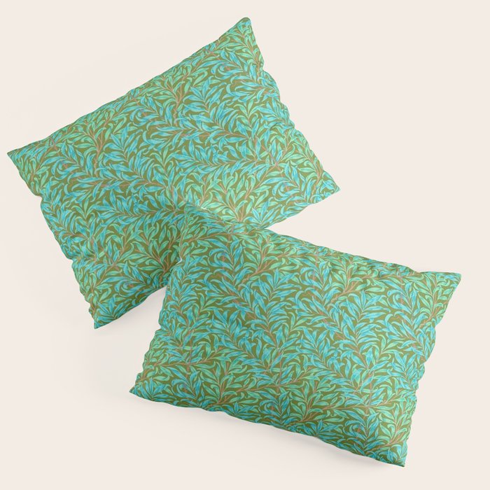 William Morris Vintage Willow Bough Turquoise Olive Pillow Sham Gallery Image 1