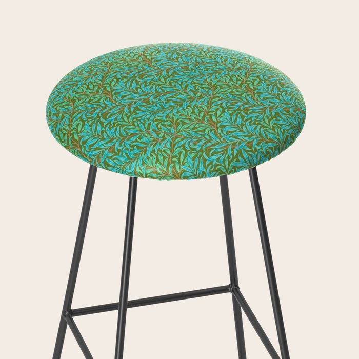 William Morris Vintage Willow Bough Turquoise Olive Stool Gallery Image 2