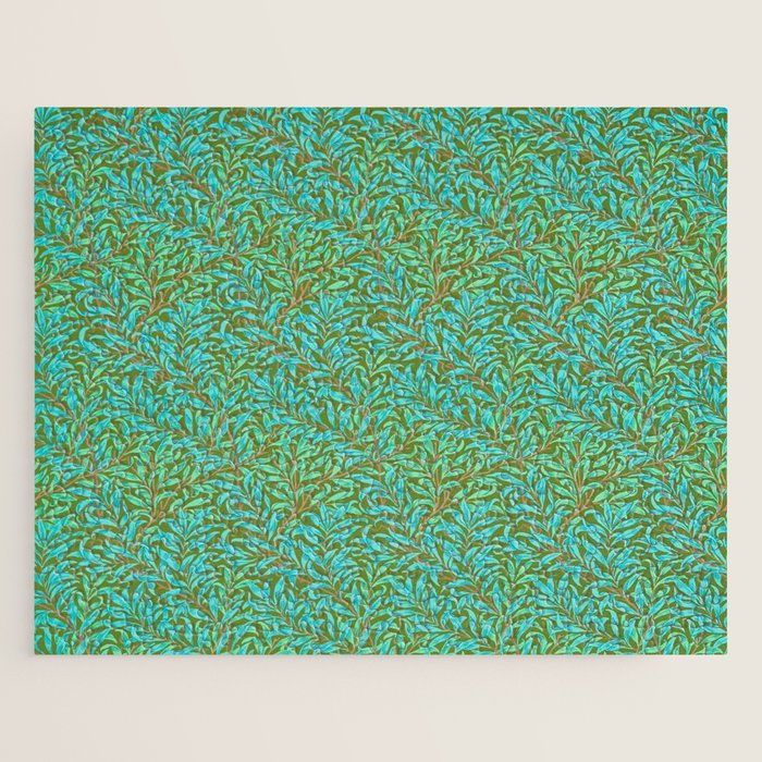 William Morris Vintage Willow Bough Turquoise Olive Jigsaw Puzzle Gallery Image 1
