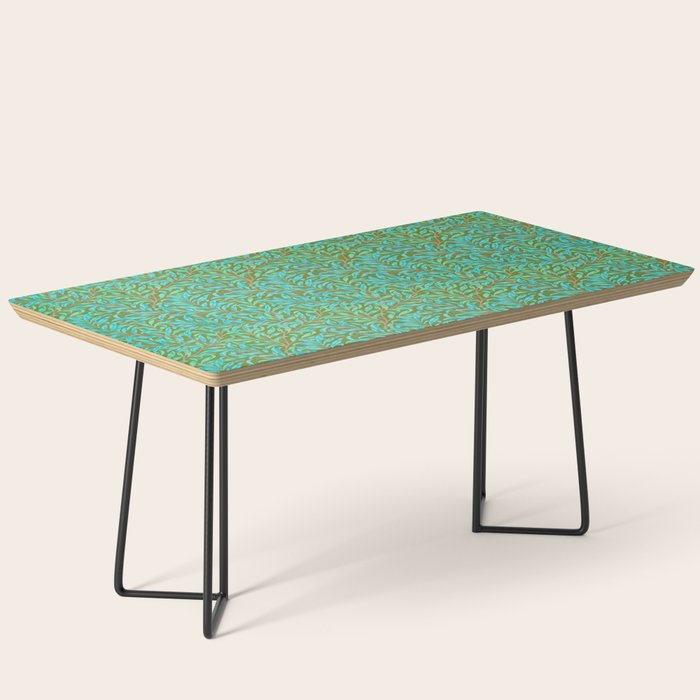 William Morris Vintage Willow Bough Turquoise Olive Coffee Table Gallery Image 1