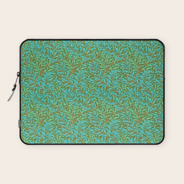 William Morris Vintage Willow Bough Turquoise Olive Laptop Sleeve Gallery Image 1