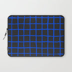 Cobalt Blue Grid over Charcoal Black Laptop Sleeve Gallery Image 1