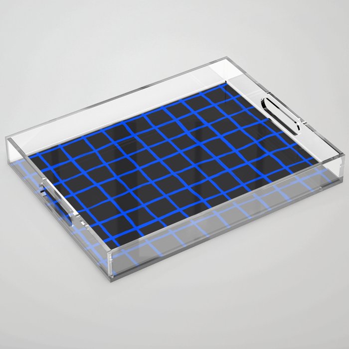 Cobalt Blue Grid over Charcoal Black Acrylic Tray Gallery Image 1