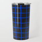 Cobalt Blue Grid over Charcoal Black Travel Mug Gallery Image 1