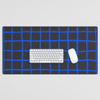 Cobalt Blue Grid over Charcoal Black Desk Mat Gallery Image 1