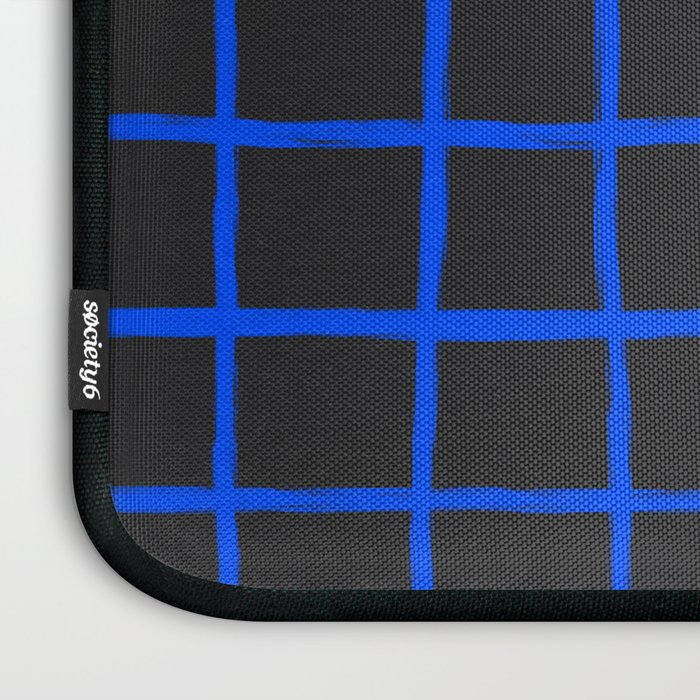 Cobalt Blue Grid over Charcoal Black Laptop Sleeve Gallery Image 3