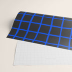 Cobalt Blue Grid over Charcoal Black Wrapping Paper Gallery Image 2