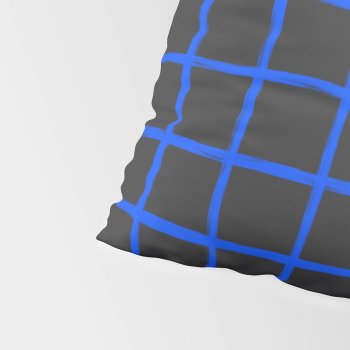 Cobalt Blue Grid over Charcoal Black Pillow Sham Gallery Image 4