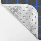 Cobalt Blue Grid over Charcoal Black Bath Mat Gallery Image 2