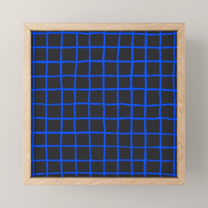 Cobalt Blue Grid over Charcoal Black Mini Art Print Gallery Image 1