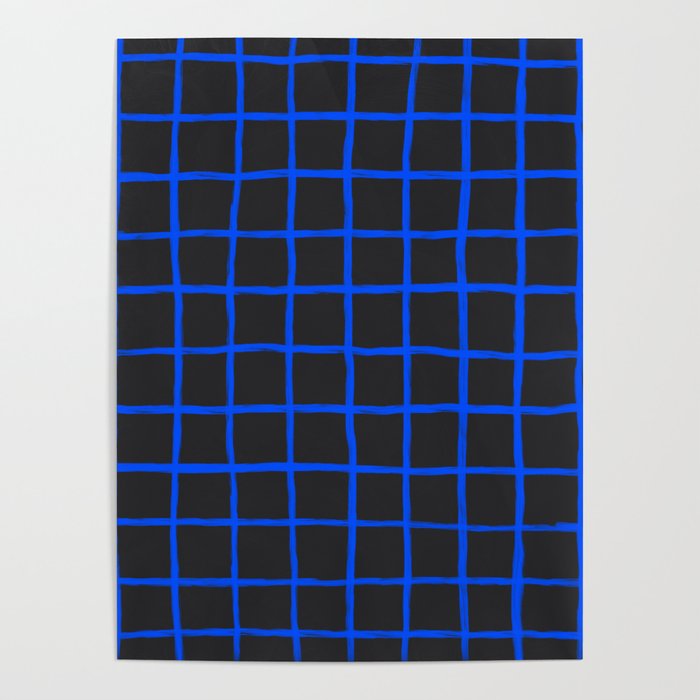 Cobalt Blue Grid over Charcoal Black Poster Gallery Image 4