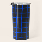 Cobalt Blue Grid over Charcoal Black Travel Mug Gallery Image 3