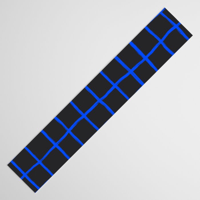 Cobalt Blue Grid over Charcoal Black Table Runner Gallery Image 3