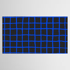 Cobalt Blue Grid over Charcoal Black Tablecloth Gallery Image 2