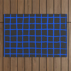 Cobalt Blue Grid over Charcoal Black Outdoor Rug Gallery Image 1