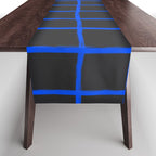 Cobalt Blue Grid over Charcoal Black Table Runner Gallery Image 1