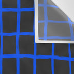 Cobalt Blue Grid over Charcoal Black Wall Tapestry Gallery Image 3