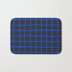Cobalt Blue Grid over Charcoal Black Bath Mat Gallery Image 1
