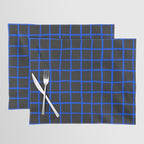 Cobalt Blue Grid over Charcoal Black Placemat Gallery Image 1