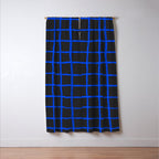 Cobalt Blue Grid over Charcoal Black Window Curtain Gallery Image 3