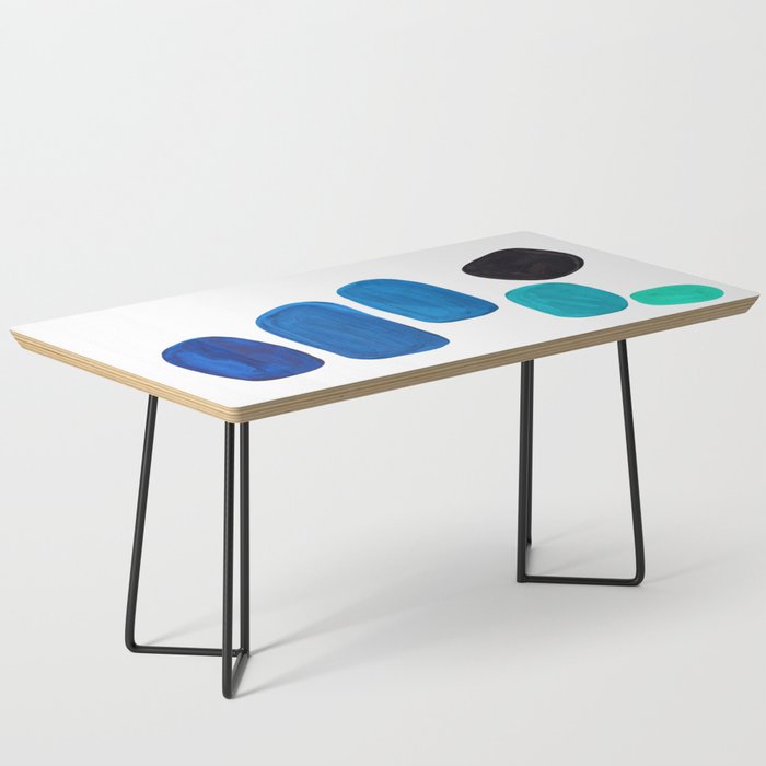 Colorful Mid Century Modern Pop Art Minimalist Style Teal Blue Aquamarine Bubbles White Background Coffee Table Gallery Image 1
