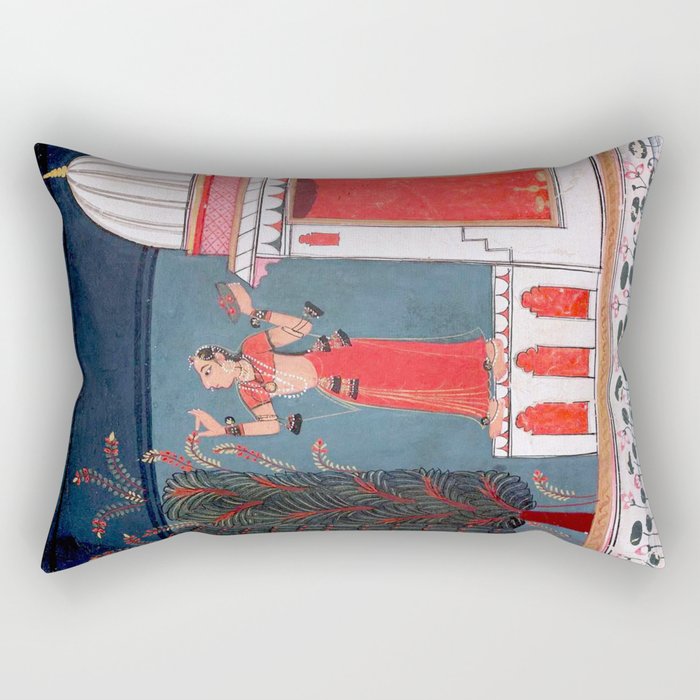 Gauri Ragini Mughal Indian Painting Illustration Rectangular Pillow Gallery Image 1