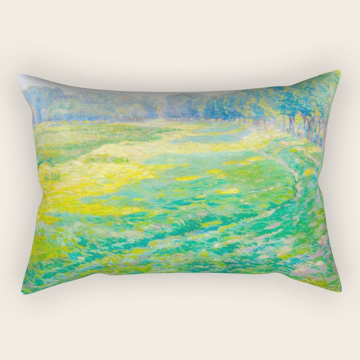 Václav Radimský (1867-1946) On the Dike Colorful Impressionist Landscape Oil Painting Rectangular Pillow Gallery Image 1