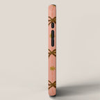 Cute Hair Bows & Stars in Peach & Brown iPhone Case Gallery Image 2