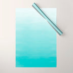 Modern teal watercolor gradient ombre brushstrokes pattern Wrapping Paper Gallery Image 1
