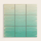 Modern teal watercolor gradient ombre brushstrokes pattern Wood Wall Art Gallery Image 1