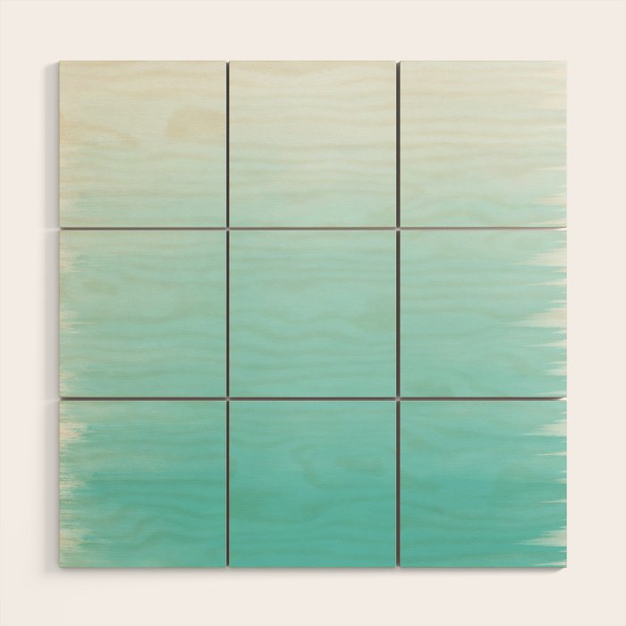 Modern teal watercolor gradient ombre brushstrokes pattern Wood Wall Art Gallery Image 1