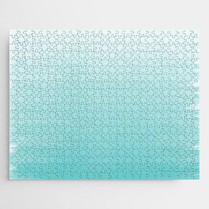 Modern teal watercolor gradient ombre brushstrokes pattern Jigsaw Puzzle Gallery Image 1