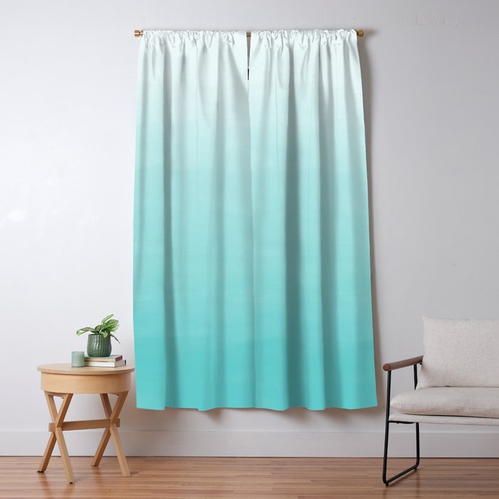 Modern teal watercolor gradient ombre brushstrokes pattern Window Curtain Gallery Image 5