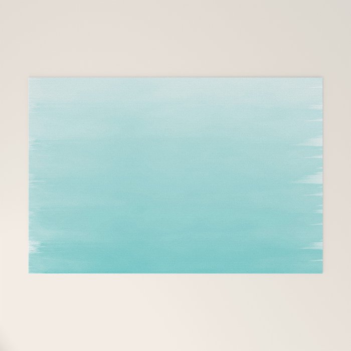 Modern teal watercolor gradient ombre brushstrokes pattern Welcome Mat Gallery Image 1