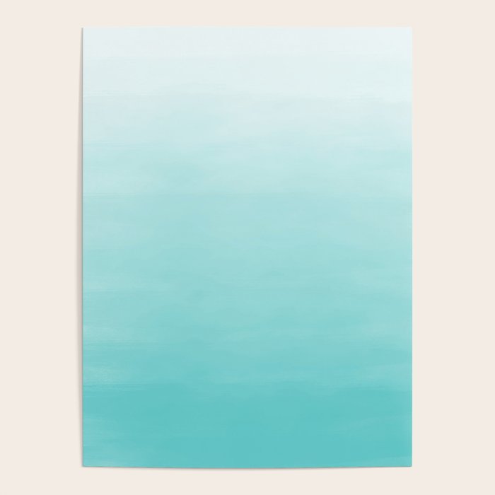 Modern teal watercolor gradient ombre brushstrokes pattern Poster Gallery Image 4