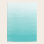 Modern teal watercolor gradient ombre brushstrokes pattern Poster Gallery Image 4