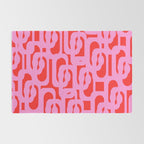 Preppy Pink and Red Mid Century Modern Loop Pattern Rug Gallery Image 2