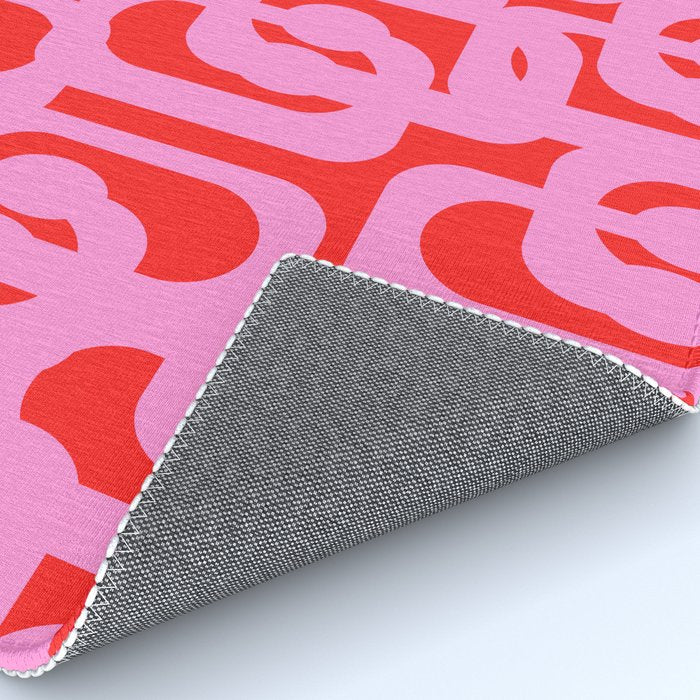 Preppy Pink and Red Mid Century Modern Loop Pattern Rug Gallery Image 4
