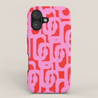 Preppy Pink and Red Mid Century Modern Loop Pattern iPhone Case Gallery Image 1