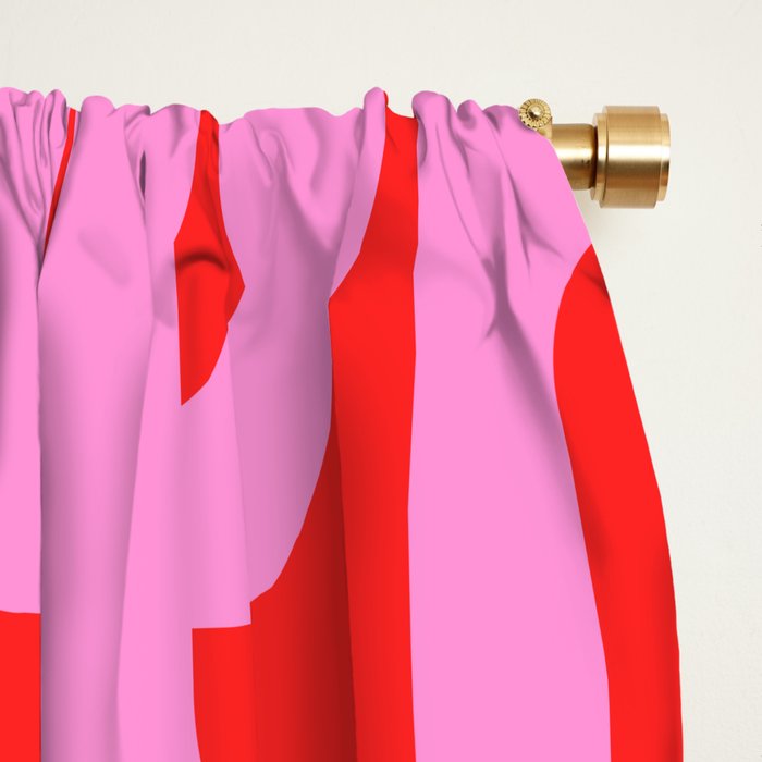 Preppy Pink and Red Mid Century Modern Loop Pattern Window Curtain Gallery Image 2