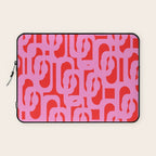 Preppy Pink and Red Mid Century Modern Loop Pattern Laptop Sleeve Gallery Image 1