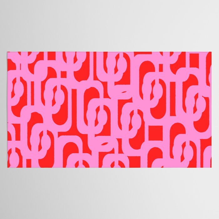 Preppy Pink and Red Mid Century Modern Loop Pattern Tablecloth Gallery Image 2
