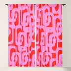 Preppy Pink and Red Mid Century Modern Loop Pattern Window Curtain Gallery Image 5