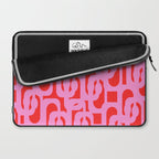 Preppy Pink and Red Mid Century Modern Loop Pattern Laptop Sleeve Gallery Image 2