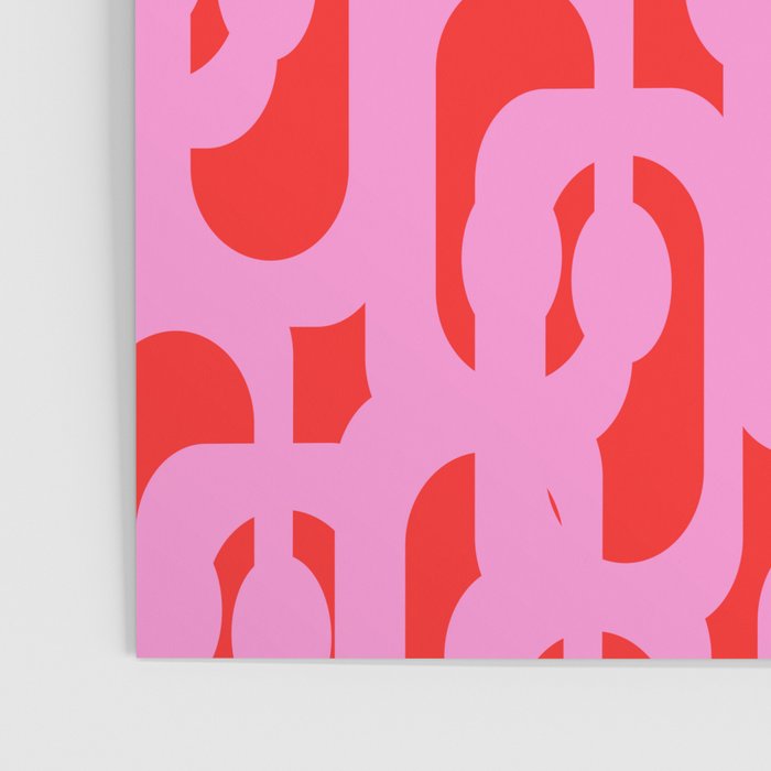 Preppy Pink and Red Mid Century Modern Loop Pattern Poster Gallery Image 3
