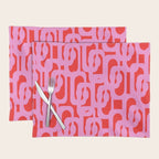 Preppy Pink and Red Mid Century Modern Loop Pattern Placemat Gallery Image 1