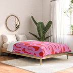 Preppy Pink and Red Mid Century Modern Loop Pattern Comforter Gallery Image 2