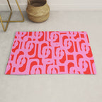 Preppy Pink and Red Mid Century Modern Loop Pattern Rug Gallery Image 1