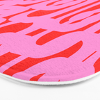 Preppy Pink and Red Mid Century Modern Loop Pattern Bath Mat Gallery Image 3