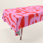 Preppy Pink and Red Mid Century Modern Loop Pattern Tablecloth Gallery Image 1